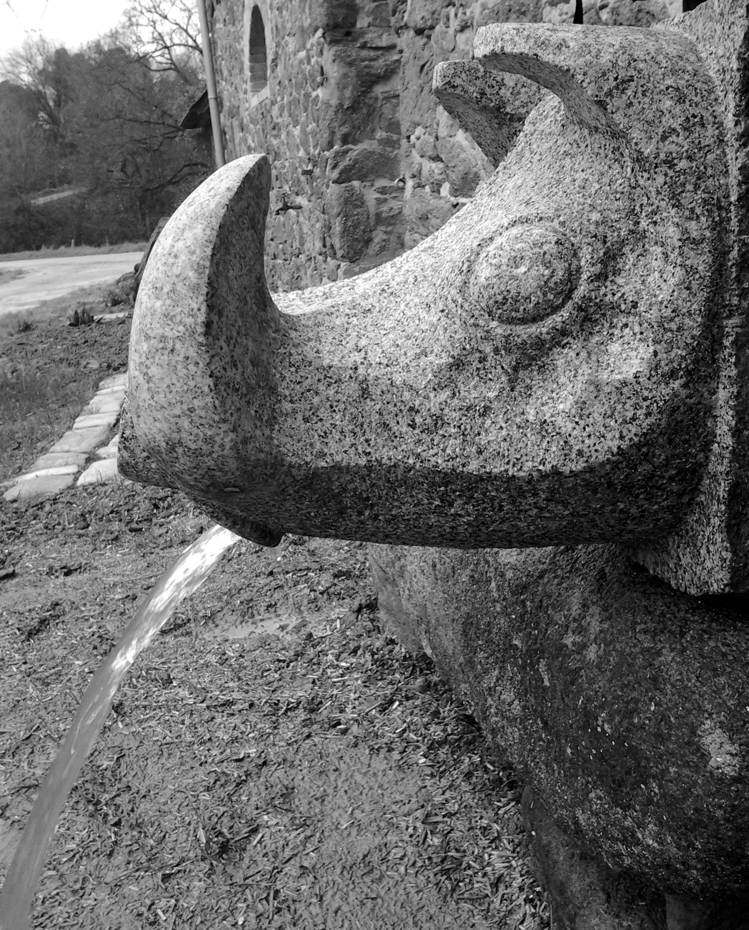 Gargouille en granite breton sanglier Lucien Mazé